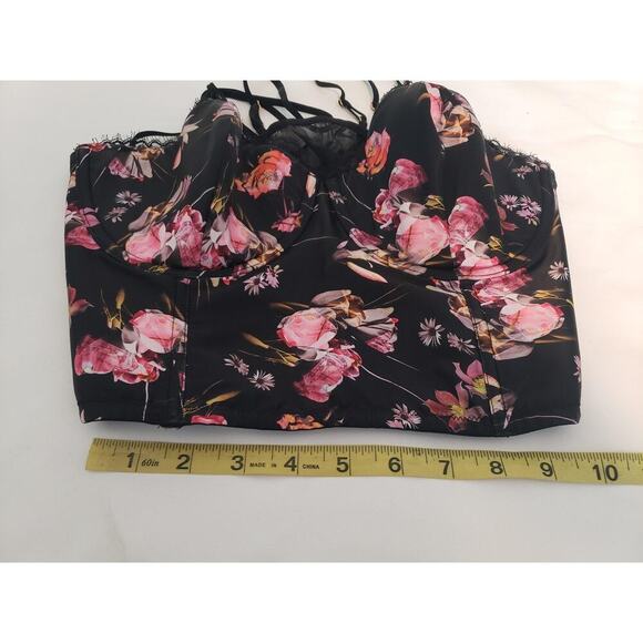 Victoria's Secret NWT Bustier Corset Top 34DD Black Floral Strappy Lace Trim - Picture 6 of 16